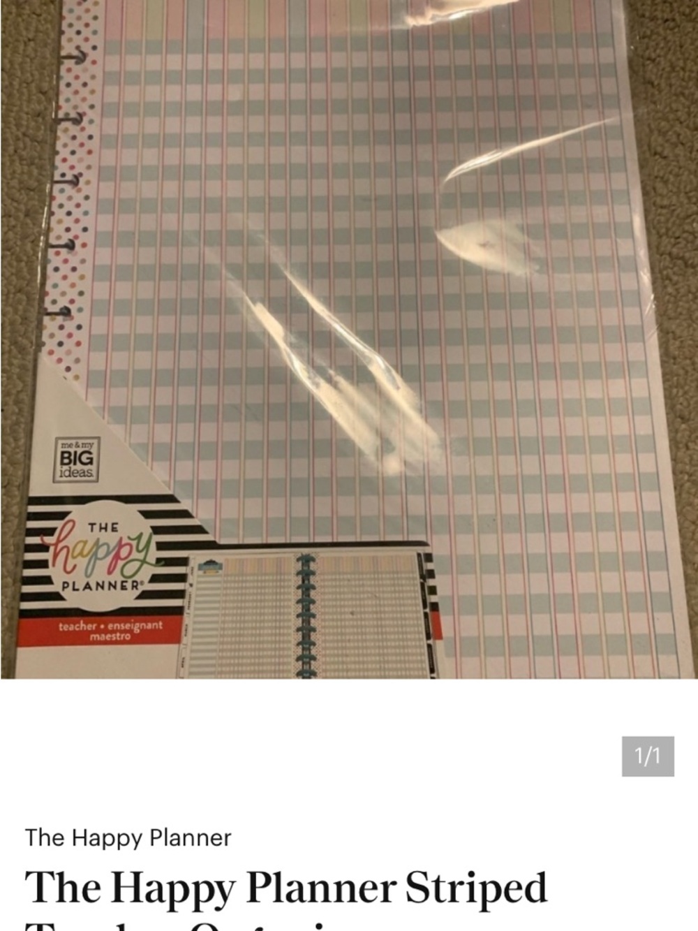 The Happy Planner Pastel Pink & Light Blue Striped Teacher Pages